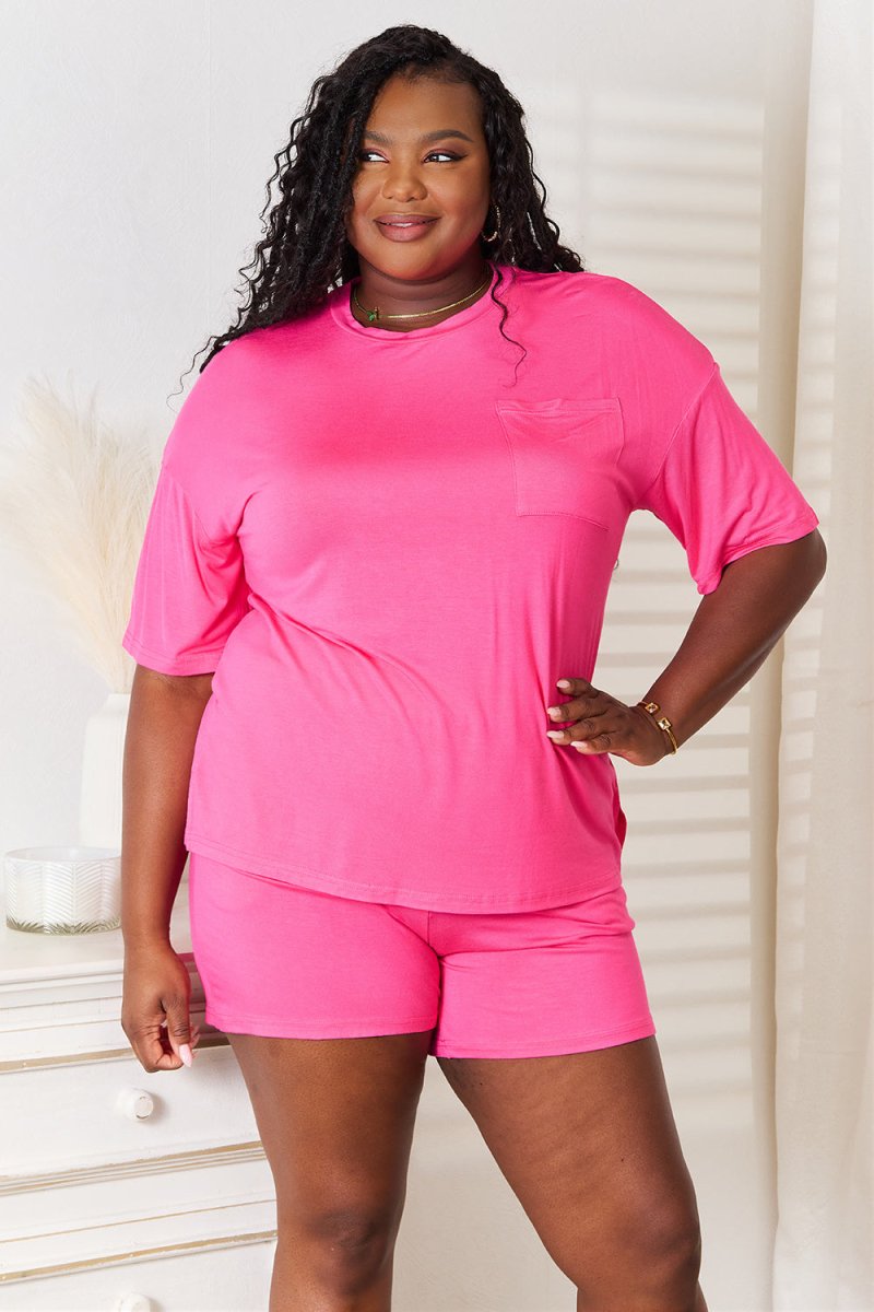 Basic Bae Full Size Soft Rayon Half Sleeve Top and Shorts Set - Trendsi