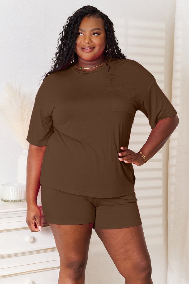 Basic Bae Full Size Soft Rayon Half Sleeve Top and Shorts Set - Trendsi