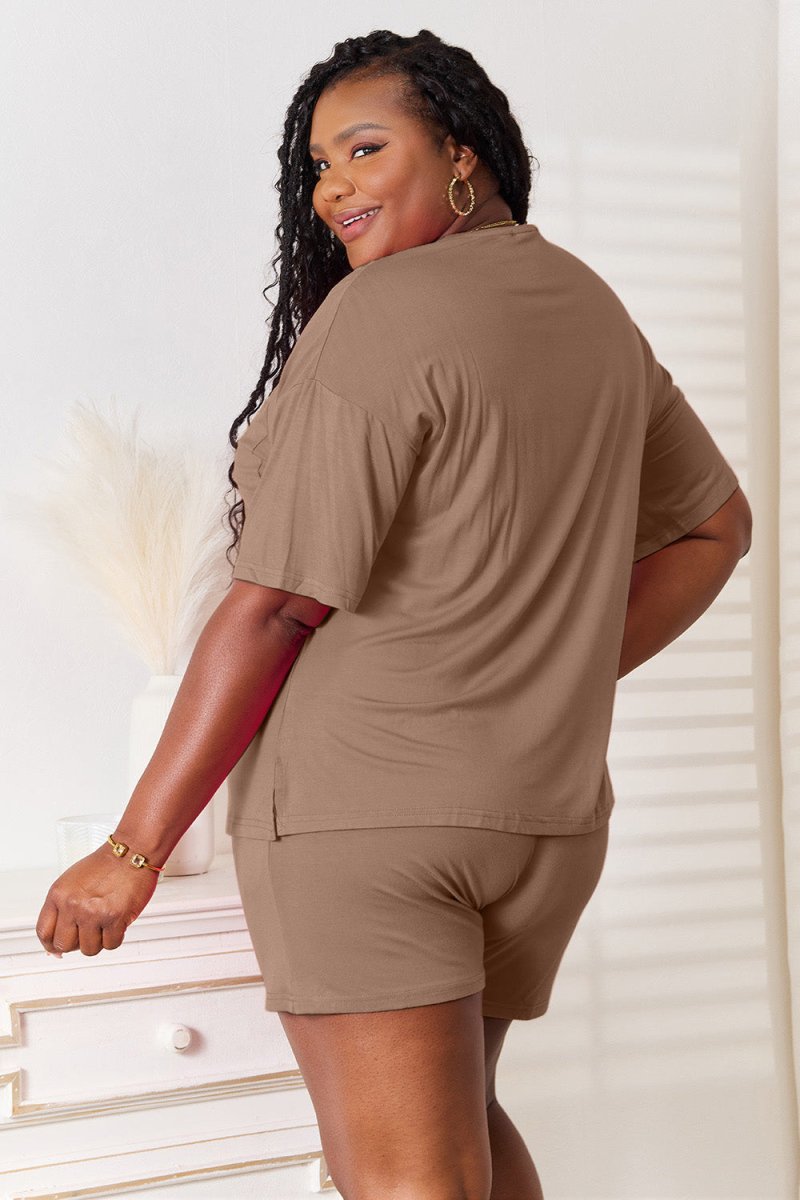 Basic Bae Full Size Soft Rayon Half Sleeve Top and Shorts Set - Trendsi