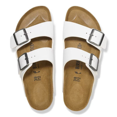 Birkenstock Arizona Birko - Flor White Leather Unisex Sandals – Classic Comfort Slip - On 7