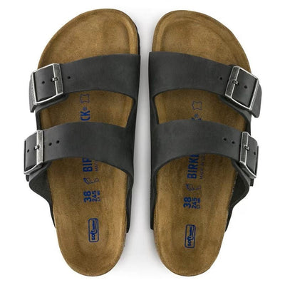 Birkenstock Arizona Soft Footbed Birko - Flor - Oiled Leather Black Unisex Sandal 6