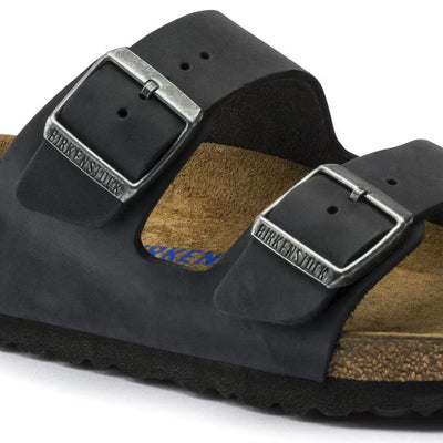 Birkenstock Arizona Soft Footbed Birko - Flor - Oiled Leather Black Unisex Sandal - Unisex SandalsBirkenstock