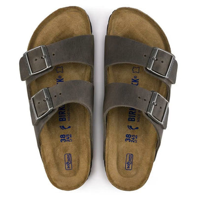 Birkenstock Arizona Soft Footbed Oiled Leather Iron Unisex Sandal 9
