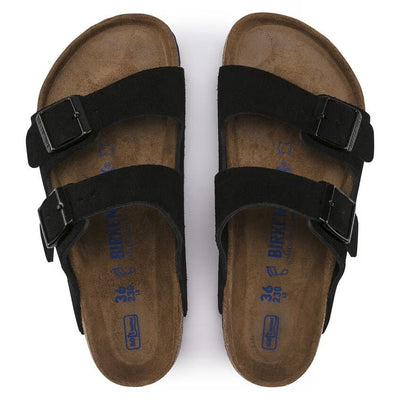 Birkenstock Arizona Soft Footbed Suede Leather Black Unisex Sandal 6