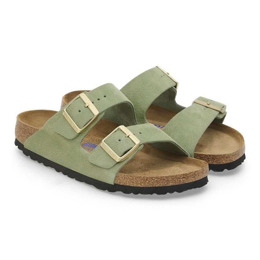 Birkenstock Arizona Soft Footbed Suede Leather Green Tea Unisex Sandal - Women's SandalBirkenstock