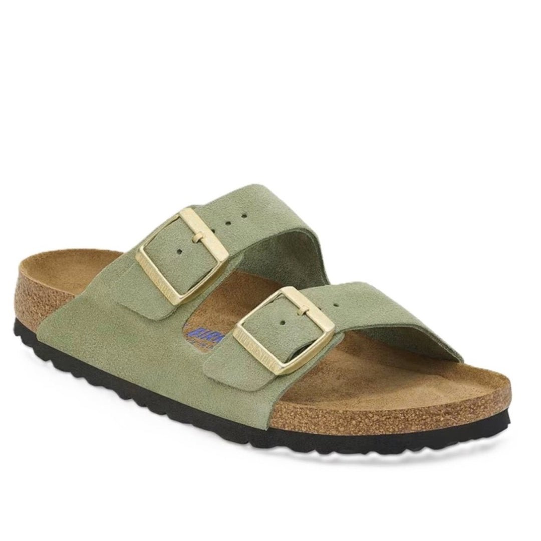 Birkenstock Arizona Soft Footbed Suede Leather Green Tea Unisex Sandal - Women's SandalBirkenstock