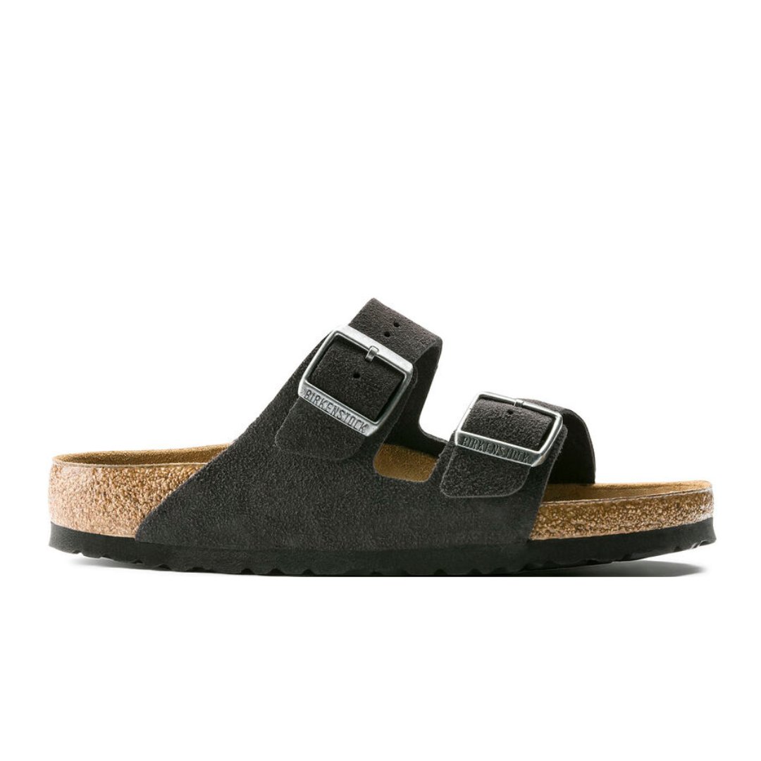 Birkenstock Arizona Soft Footbed Suede Leather Velvet Gray Unisex Sandal - Unisex SandalsBirkenstock