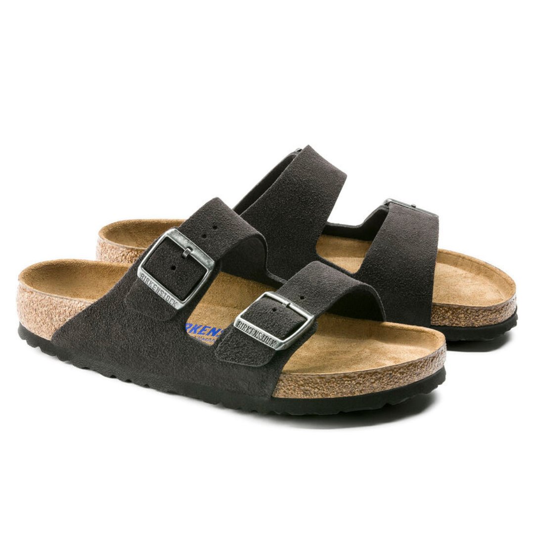 Birkenstock Arizona Soft Footbed Suede Leather Velvet Gray Unisex Sandal - Unisex SandalsBirkenstock