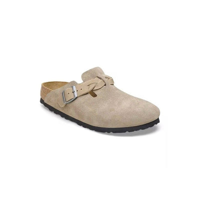 Birkenstock Boston Braid Suede Leather Taupe Unisex Clog Sandal 6