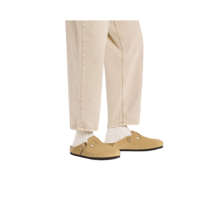 Birkenstock Boston BS Suede Unisex Sandals - Latte Cream 6