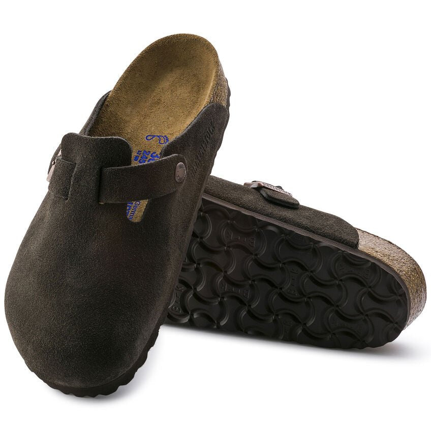 Birkenstock Boston Mocha Soft Footbed Suede Leather Sandal - Unisex Adult SandalsBirkenstock