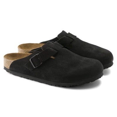 Birkenstock Boston Soft Footbed Suede Black Unisex Clog Sandal 2