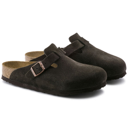 Birkenstock Boston Soft Footbed Unisex Suede Leather Clog Sandals - Mocha Brown 3