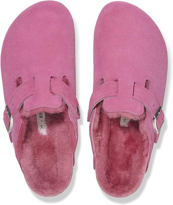 Birkenstock Boston Soft footbed Suede Leather Fuchsia Tulip Clog Sandal - Women's SlipperBirkenstock