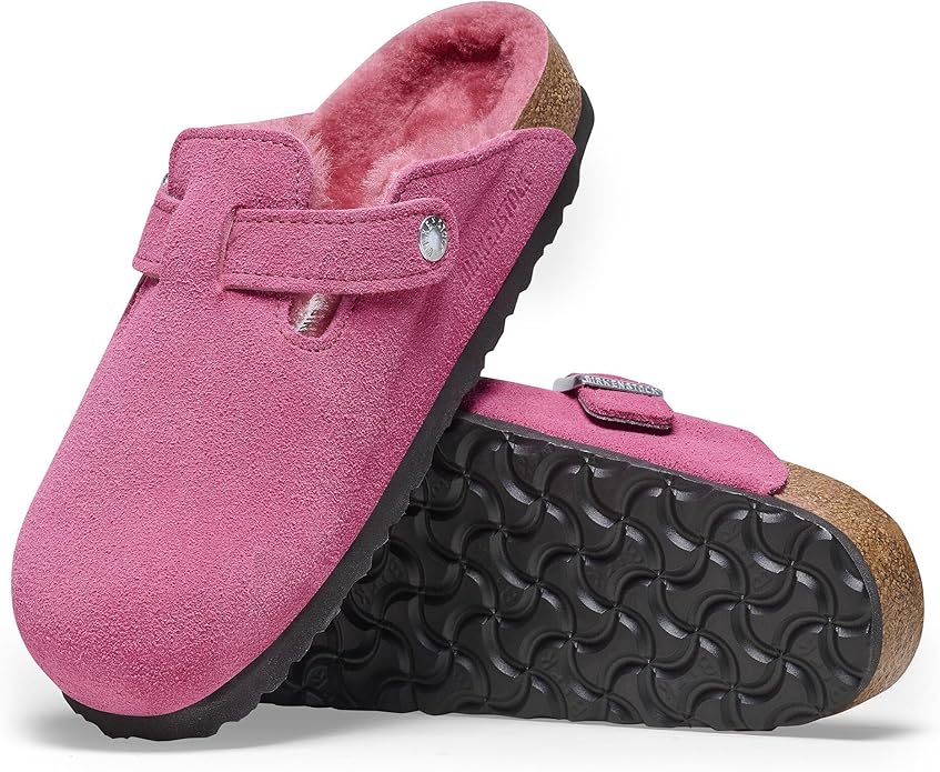 Birkenstock Boston Soft footbed Suede Leather Fuchsia Tulip Clog Sandal - Women's SlipperBirkenstock