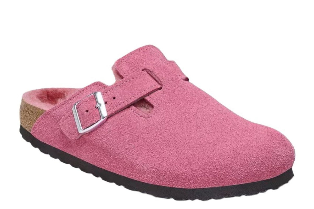 Birkenstock Boston Soft footbed Suede Leather Fuchsia Tulip Clog Sandal - Women's SlipperBirkenstock