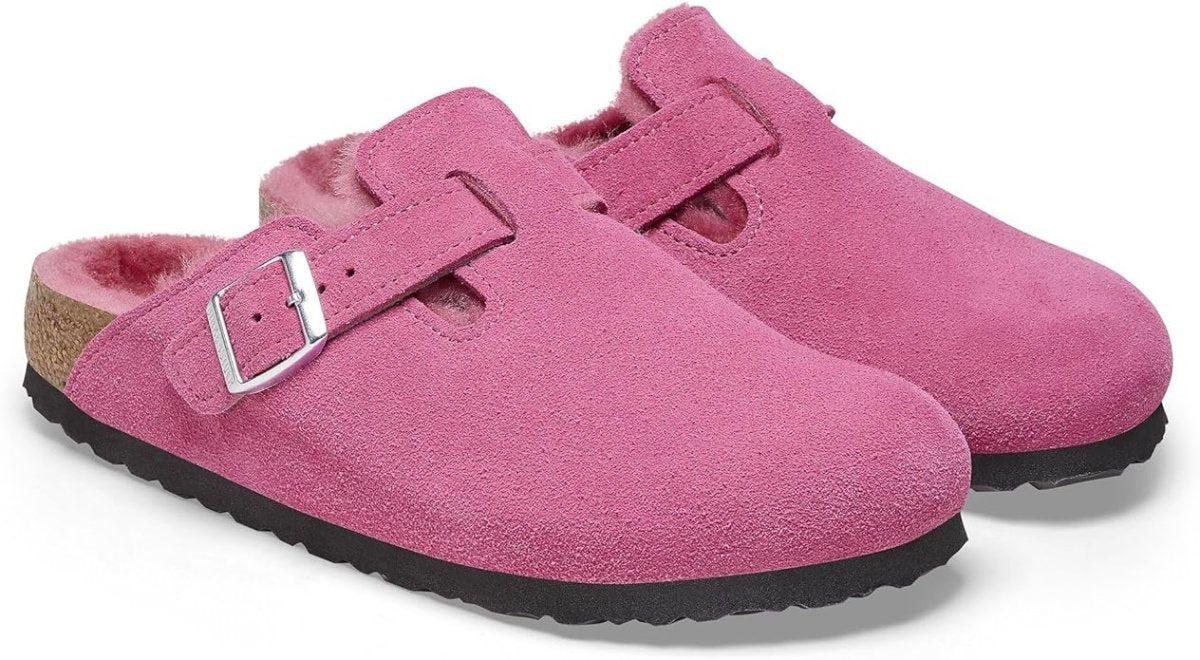 Birkenstock Boston Soft footbed Suede Leather Fuchsia Tulip Clog Sandal - Women's SlipperBirkenstock