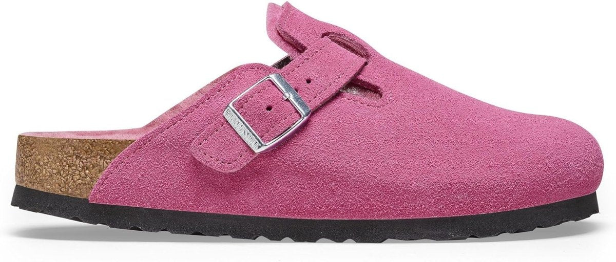 Birkenstock Boston Soft footbed Suede Leather Fuchsia Tulip Clog Sandal - Women's SlipperBirkenstock