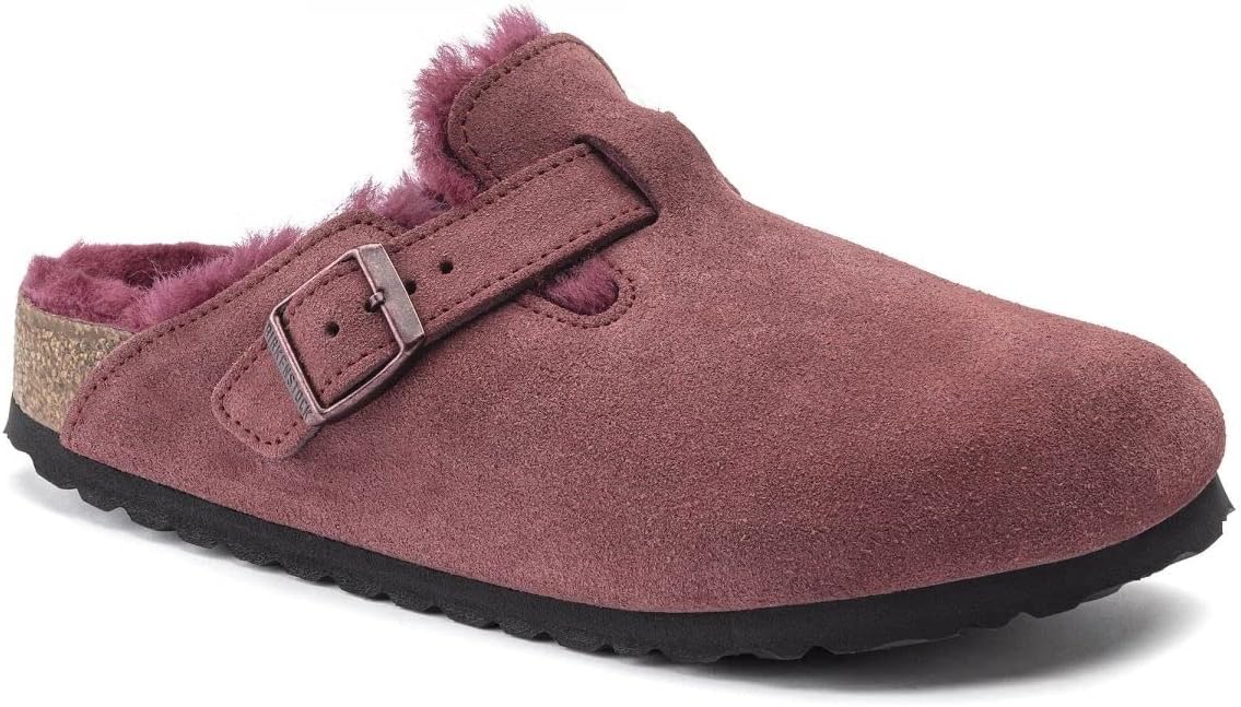 Birkenstock Boston Soft footbed Suede Leather Maroon Unisex Clog Sandal - Unisex SandalsBirkenstock