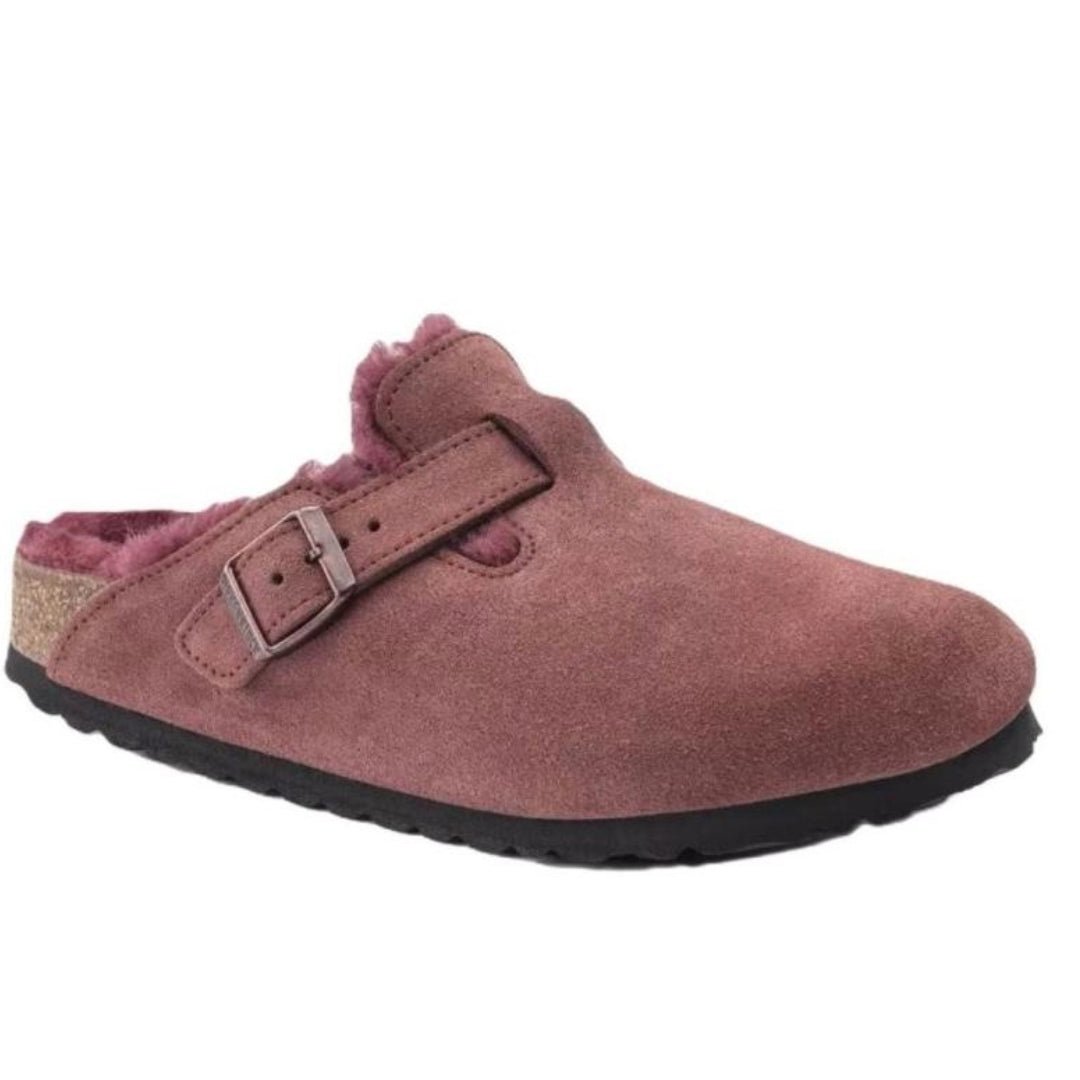 Birkenstock Boston Soft footbed Suede Leather Maroon Unisex Clog Sandal - Unisex SandalsBirkenstock