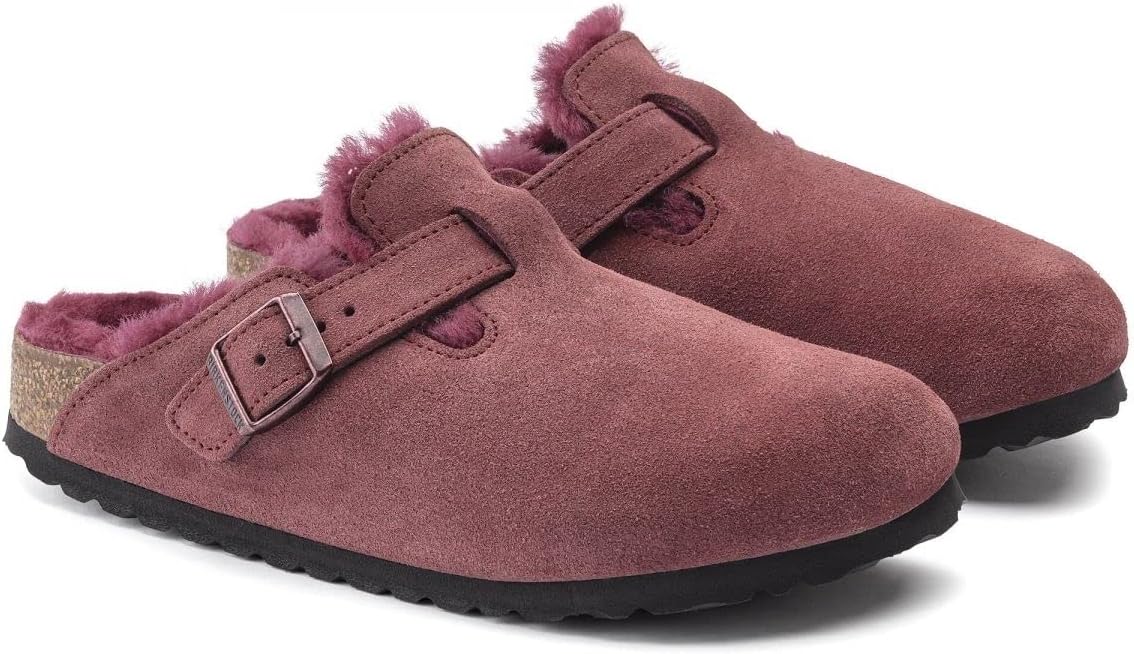 Birkenstock Boston Soft footbed Suede Leather Maroon Unisex Clog Sandal - Unisex SandalsBirkenstock