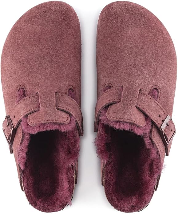 Birkenstock Boston Soft footbed Suede Leather Maroon Unisex Clog Sandal - Unisex SandalsBirkenstock