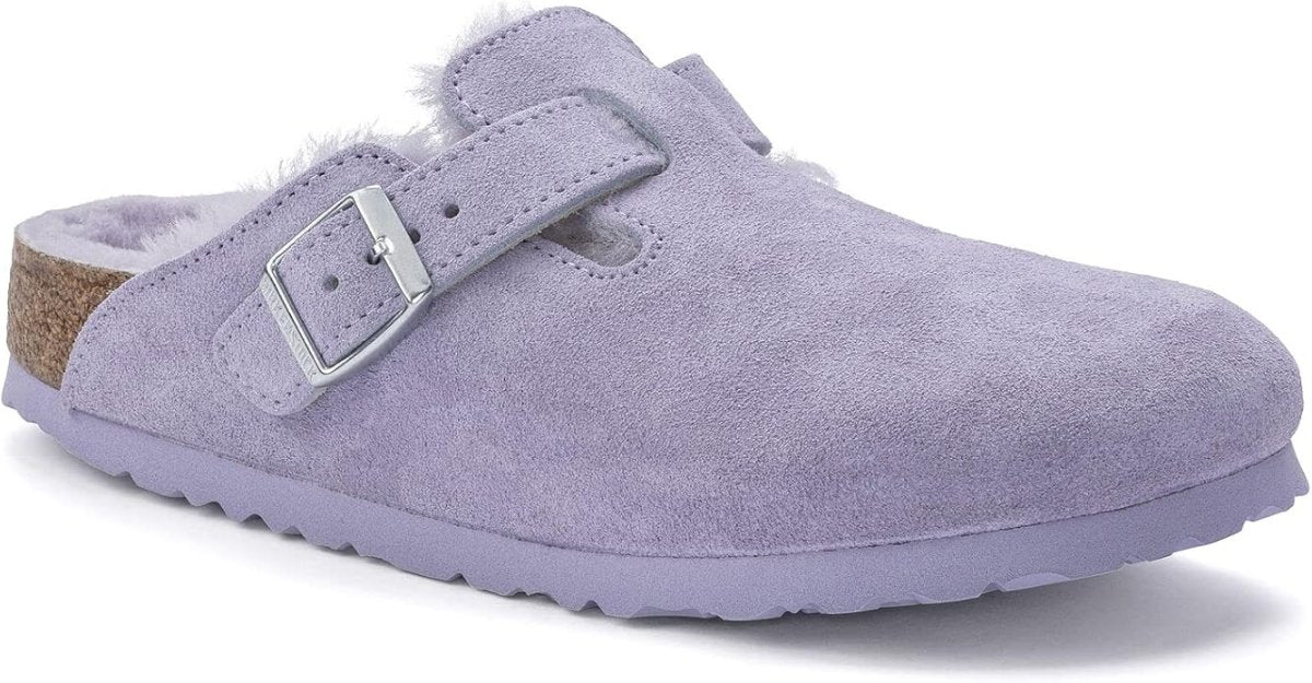 Birkenstock Boston Soft footbed Suede Leather Purple Fog Unisex Clog Sandal - Unisex SandalsBirkenstock