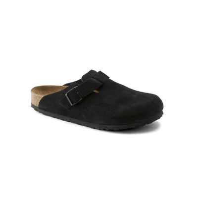 Birkenstock Boston Soft Footbed Unisex Suede Leather Clog Sandals - Black 6