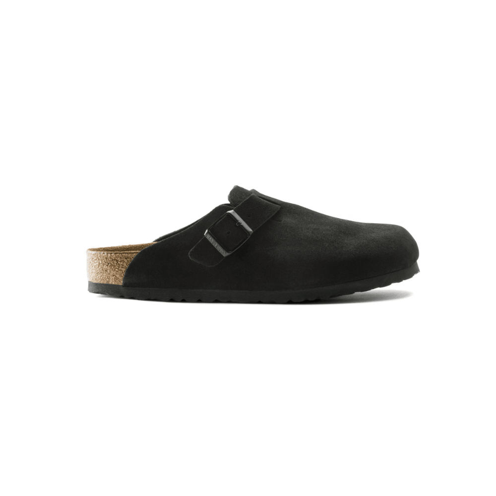 Birkenstock Boston Soft Footbed Unisex Suede Leather Clog Sandals - Black 1