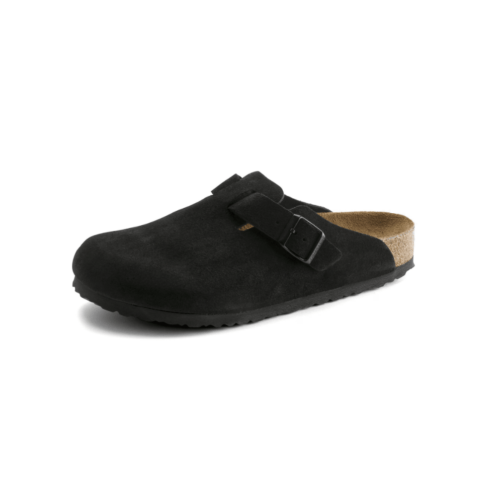 Birkenstock Boston Soft Footbed Unisex Suede Leather Clog Sandals - Black 5