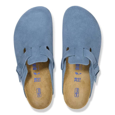 Birkenstock Boston Suede Soft Footbed Elemental Blue Unisex Clog Sandal 6