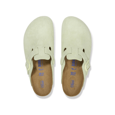 Birkenstock Boston Unisex Soft Footbed Suede Clog Sandals - Faded Lime 4