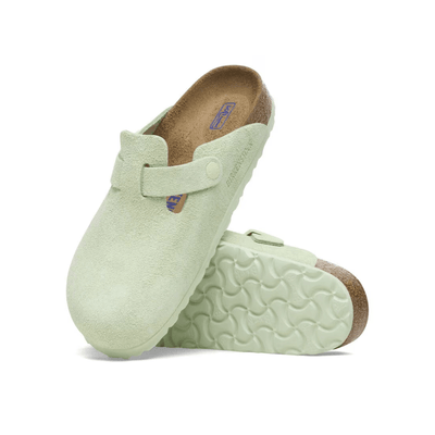 Birkenstock Boston Unisex Soft Footbed Suede Clog Sandals - Faded Lime 5