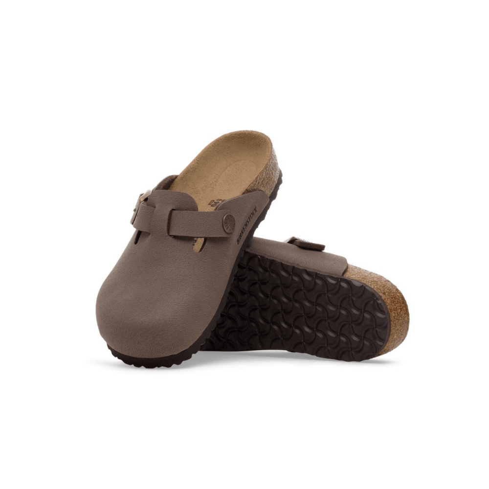 Birkenstock Kids Boston Unisex Birkibuc Clog Mocha - Top View showing cork footbed