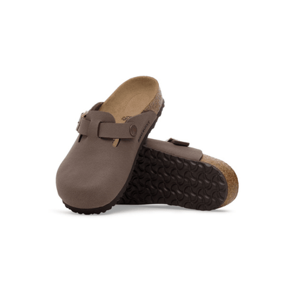Birkenstock Kids Boston Unisex Birkibuc Clog Mocha - Top View showing cork footbed