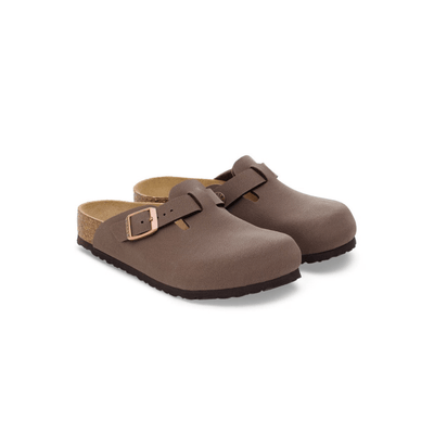 Birkenstock Kids Boston Unisex Birkibuc Clog Mocha - Back View adjustable strap