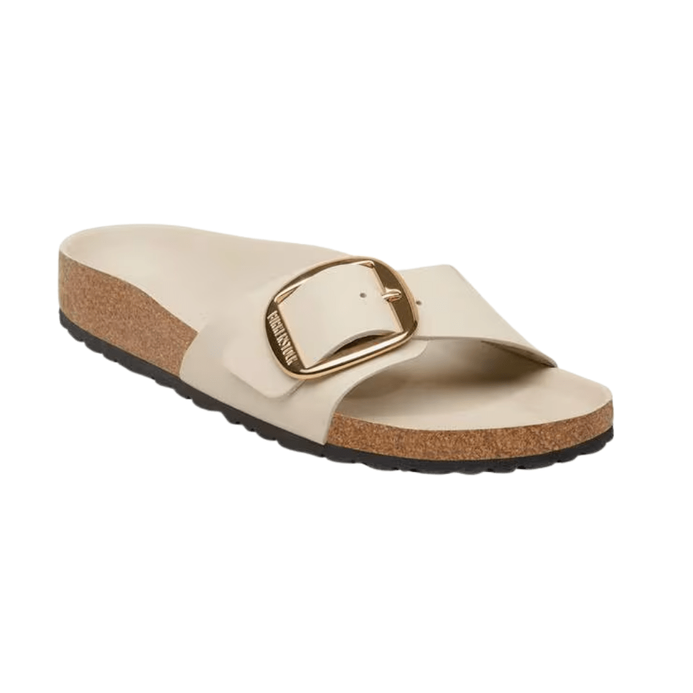 Birkenstock Madrid Big Buckle | Oyster Hex Patent Natural Leather (Narrow Fit) 6