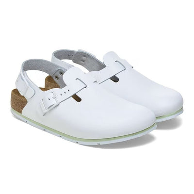 Birkenstock Tokio Pro Leather White Unisex Clog Sandal - Unisex SandalsBirkenstock
