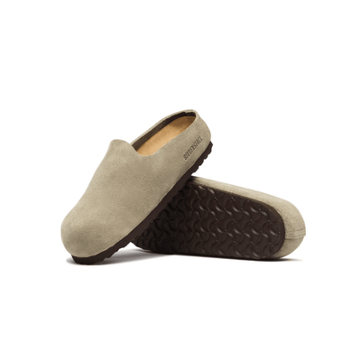 Birkenstock Unisex Amsterdam Wrapped Suede Leather Clog – Taupe 4