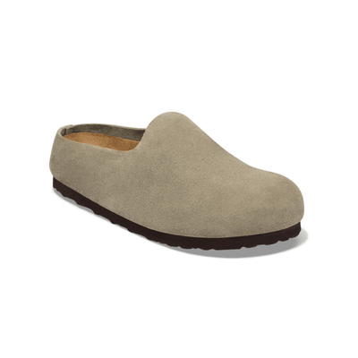 Birkenstock Unisex Amsterdam Wrapped Suede Leather Clog – Taupe 6