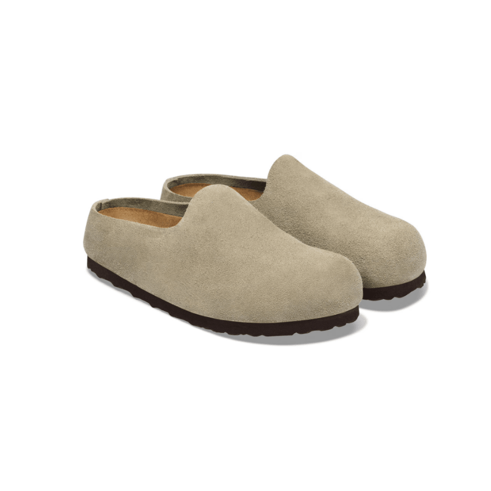 Birkenstock Unisex Amsterdam Wrapped Suede Leather Clog – Taupe 2