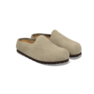 Birkenstock Unisex Amsterdam Wrapped Suede Leather Clog – Taupe 2
