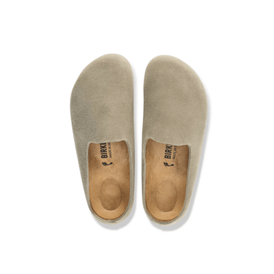Birkenstock Unisex Amsterdam Wrapped Suede Leather Clog – Taupe 3