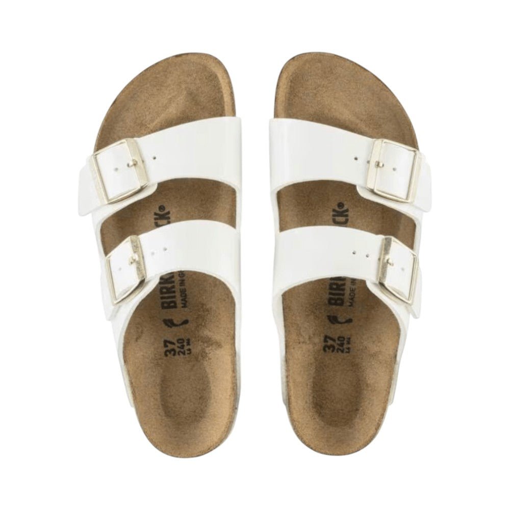 Birkenstock Unisex Arizona Birko Flor Sandals - Patent White 2