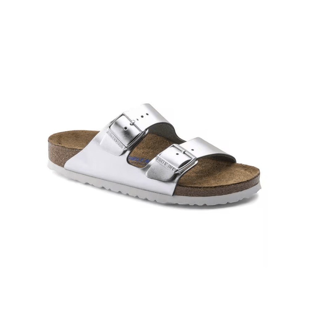 Birkenstock Unisex Arizona Soft Footbed - Metallic Silver 5