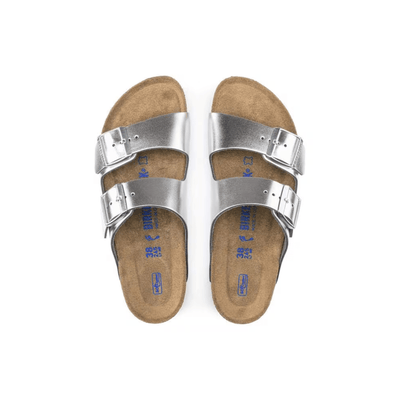 Birkenstock Unisex Arizona Soft Footbed - Metallic Silver 2