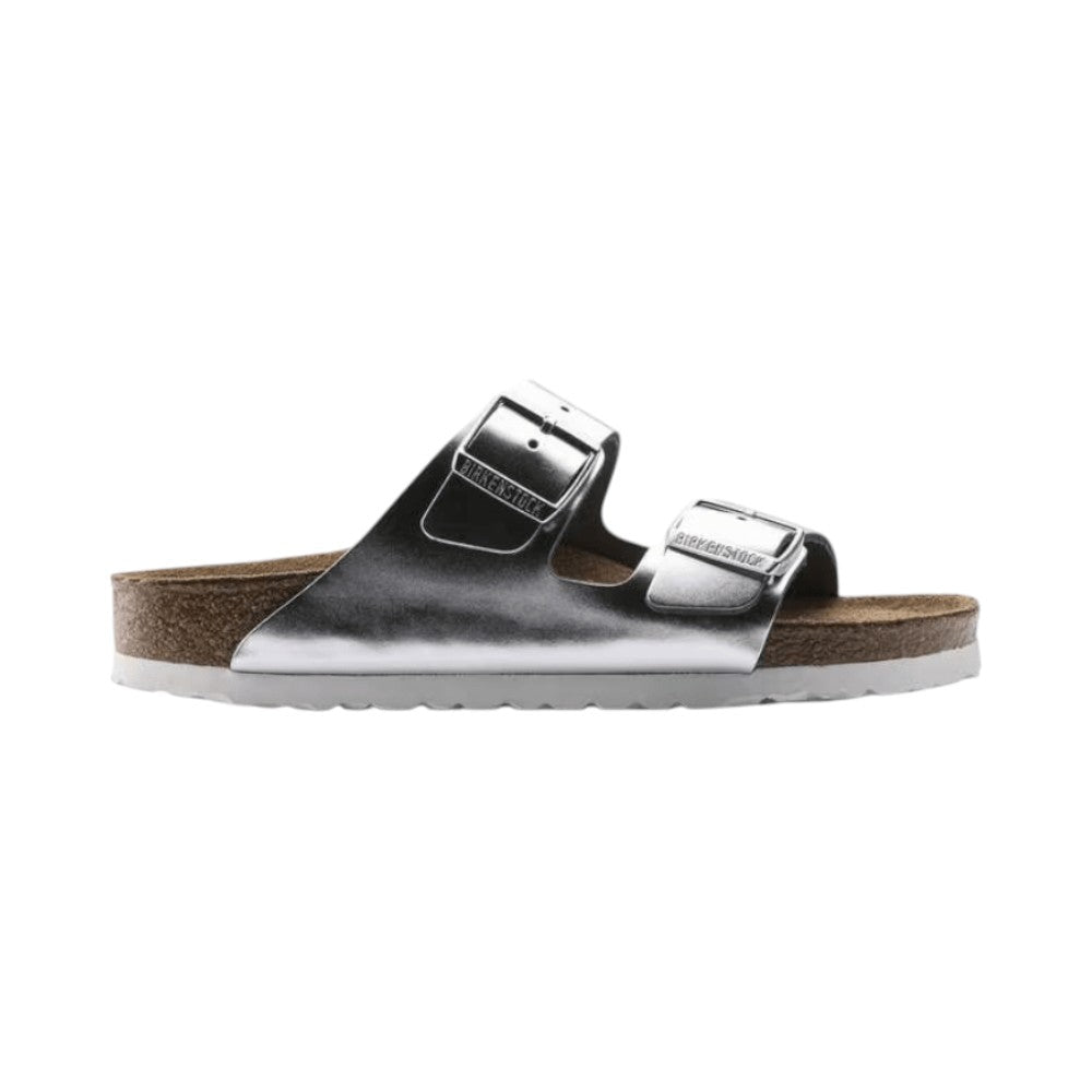 Birkenstock Unisex Arizona Soft Footbed - Metallic Silver 1