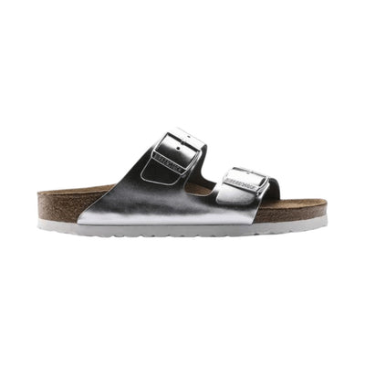 Birkenstock Unisex Arizona Soft Footbed - Metallic Silver 1
