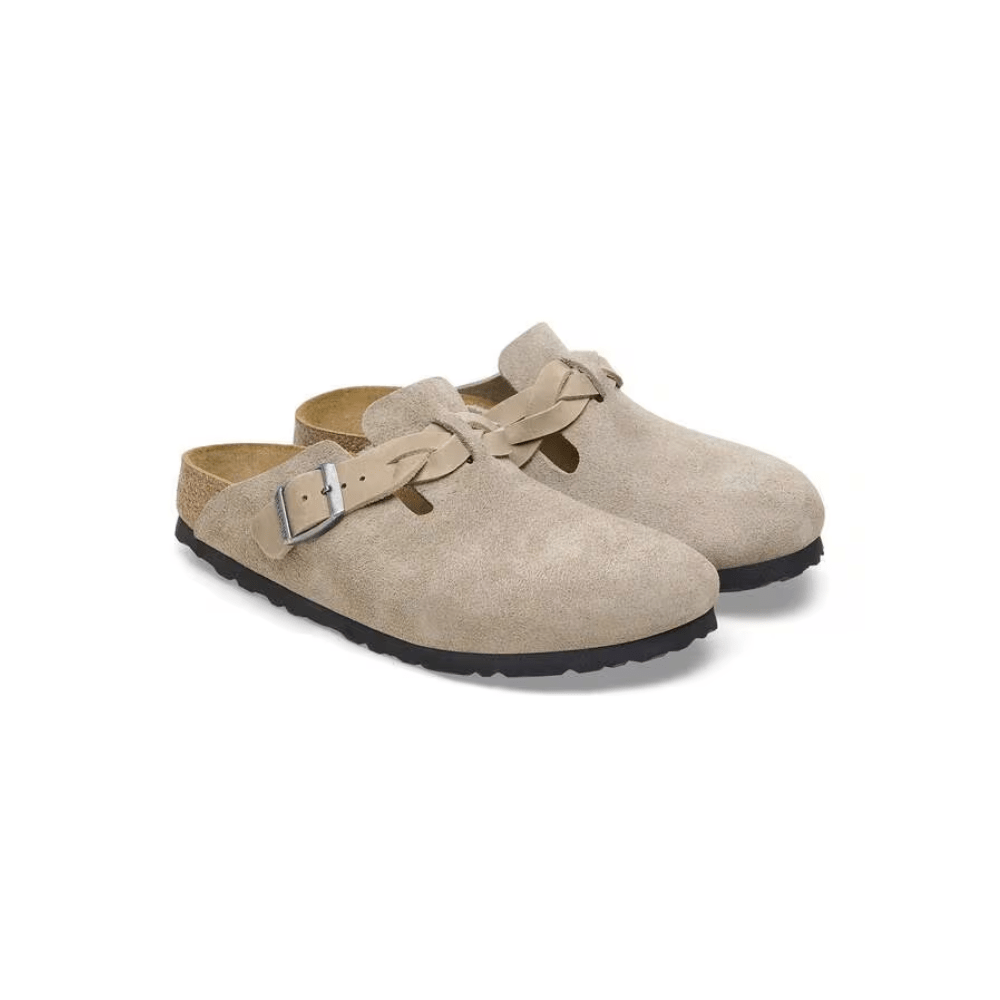 Birkenstock Unisex Boston Braided Suede Leather Clog Sandals - Taupe 3