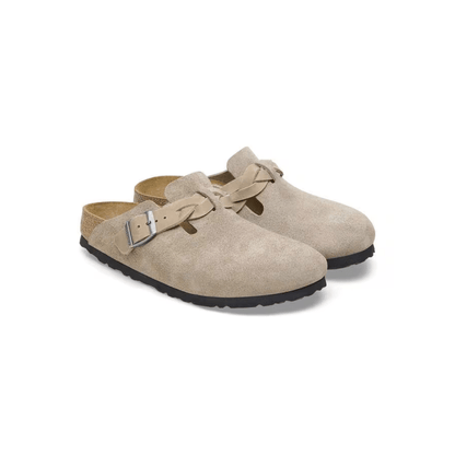 Birkenstock Unisex Boston Braided Suede Leather Clog Sandals - Taupe 3